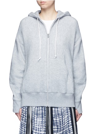 Main View - Click To Enlarge - SACAI - Wool-cashmere knit back zip-up jersey hoodie