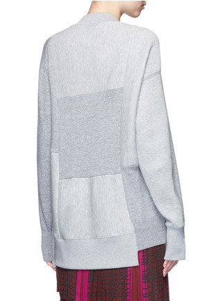 Back View - Click To Enlarge - SACAI - Wool-cashmere patchwork cotton blend sweatshirt
