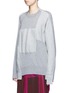 Front View - Click To Enlarge - SACAI - Wool-cashmere patchwork cotton blend sweatshirt