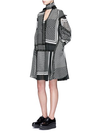 Figure View - Click To Enlarge - SACAI - Dot scarf print neck tie flare dress