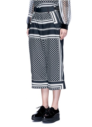 Front View - Click To Enlarge - SACAI - Dot scarf print culottes