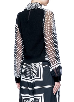 Back View - Click To Enlarge - SACAI - Knit back dot scarf print neck tie blouse