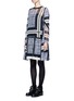 Front View - Click To Enlarge - SACAI - Grid check print pleated flare dress
