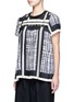 Front View - Click To Enlarge - SACAI - Grid check stud trim pleated top