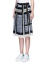 Front View - Click To Enlarge - SACAI - 'Runway' velvet stud trim geometric print plissé skirt