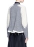 Back View - Click To Enlarge - SACAI - Lace trim panelled wool drawstring cardigan