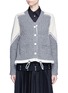 Main View - Click To Enlarge - SACAI - Lace trim panelled wool drawstring cardigan