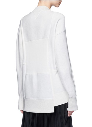 Back View - Click To Enlarge - SACAI - Wool-cashmere patchwork cotton blend sweatshirt
