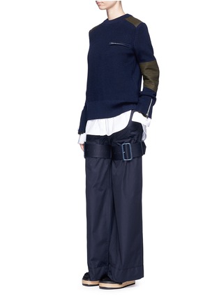 Figure View - Click To Enlarge - SACAI - Strap gabardine flared pants