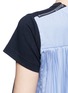 Detail View - Click To Enlarge - SACAI - Pleated colourblock back cotton T-shirt