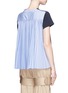 Back View - Click To Enlarge - SACAI - Pleated colourblock back cotton T-shirt