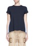 Main View - Click To Enlarge - SACAI - Pleated colourblock back cotton T-shirt