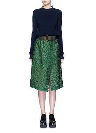 Main View - Click To Enlarge - SACAI - Panelled wool cotton broderie anglaise dress