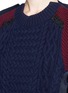 Detail View - Click To Enlarge - SACAI - Colourblock wool knit drawstring twill dress