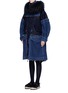 Front View - Click To Enlarge - SACAI - 'Runway' shearling denim patchwork military coat