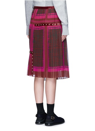 Back View - Click To Enlarge - SACAI - 'Runway' velvet stud trim geometric print plissé skirt