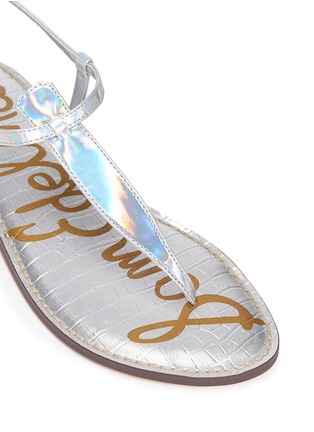 Detail View - Click To Enlarge - SAM EDELMAN - 'Gigi' holographic T-strap flat sandals
