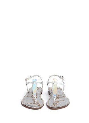 Front View - Click To Enlarge - SAM EDELMAN - 'Gigi' holographic T-strap flat sandals