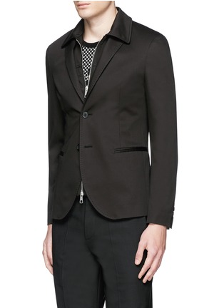 Front View - Click To Enlarge - NEIL BARRETT - Layered zip-up vest cotton blazer