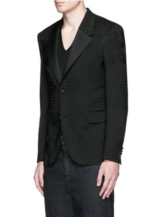 Front View - Click To Enlarge - NEIL BARRETT - Keffiyeh check camouflage jacquard wool blend blazer