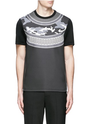 Main View - Click To Enlarge - NEIL BARRETT - Keffiyeh check camouflage print neoprene T-shirt