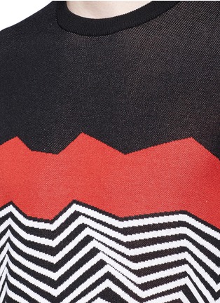Detail View - Click To Enlarge - NEIL BARRETT - Angular stripe knit top