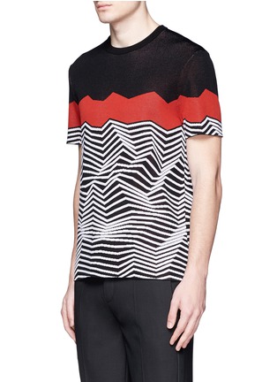 Front View - Click To Enlarge - NEIL BARRETT - Angular stripe knit top