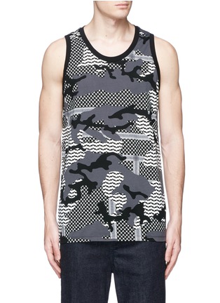 Main View - Click To Enlarge - NEIL BARRETT - Keffiyeh check camouflage print tank top