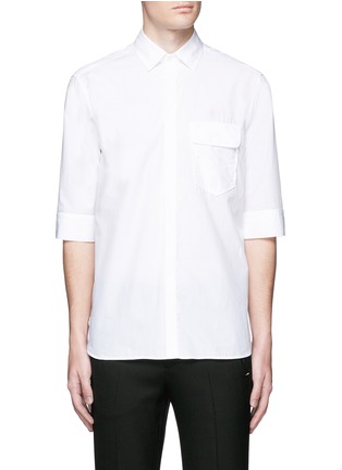 Main View - Click To Enlarge - NEIL BARRETT - Three quarter sleeve cotton poplin shirt