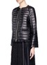 Front View - Click To Enlarge - MONCLER - 'OMBRINE' RUFFLE HEM PADDED LEATHER JACKET