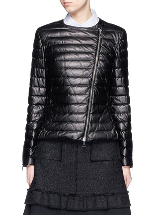 Main View - Click To Enlarge - MONCLER - 'Palomete' asymmetric zip padded leather jacket
