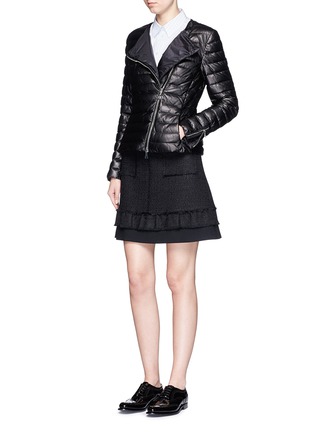 Figure View - Click To Enlarge - MONCLER - 'Palomete' asymmetric zip padded leather jacket