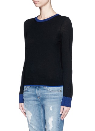 Front View - Click To Enlarge - RAG & BONE - 'Kendra' contrast trim Merino wool sweater