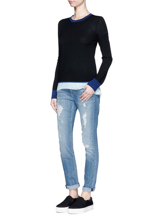 Figure View - Click To Enlarge - RAG & BONE - 'Kendra' contrast trim Merino wool sweater