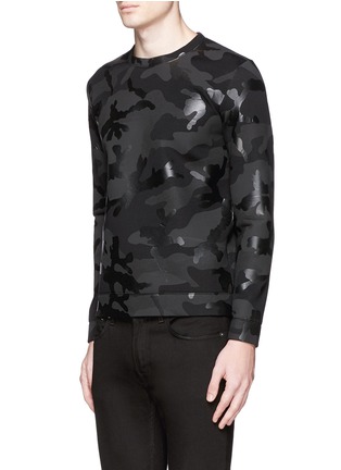 Front View - Click To Enlarge - VALENTINO GARAVANI - Sealed camouflage print bonded jersey sweatshirt