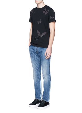Figure View - Click To Enlarge - VALENTINO GARAVANI - 'Camubutterfly Noir' embroidery appliqué T-shirt