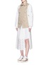 Figure View - Click To Enlarge - SACAI - Pleat underlay star lace side split skirt