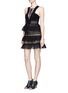 Figure View - Click To Enlarge - SELF-PORTRAIT - Lace-up tiered lace dress