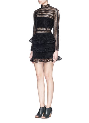 Figure View - Click To Enlarge - SELF-PORTRAIT - High neck guipure lace dress