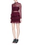 Figure View - Click To Enlarge - SELF-PORTRAIT - Circle lace panel high neck dress