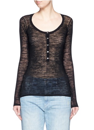 Main View - Click To Enlarge - ISABEL MARANT ÉTOILE - 'Derby' button sheer knit top