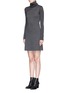 Front View - Click To Enlarge - THEORY - 'Tajello' contrast houndstooth turtleneck dress