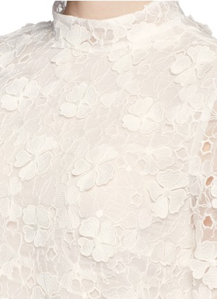 Detail View - Click To Enlarge - GIAMBA - Floral lace organza high neck dress