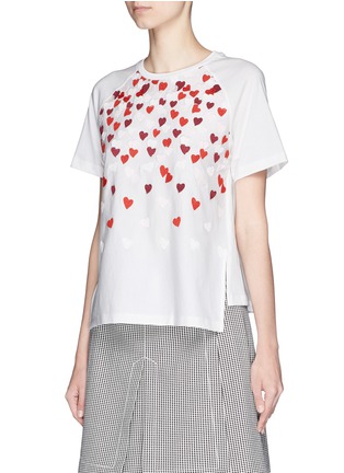 Front View - Click To Enlarge - GIAMBA - Heart appliqué jersey T-shirt
