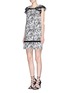 Figure View - Click To Enlarge - GIAMBA - 'Abito' ladder stitch floral jacquard dress
