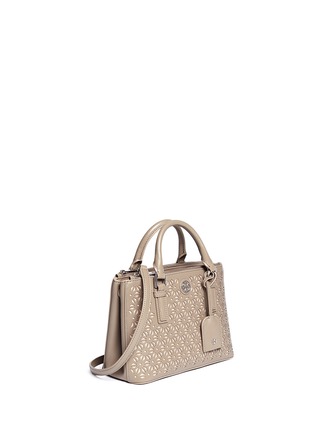 Figure View - Click To Enlarge - TORY BURCH - 'Robinson' double zip floral perforation tote
