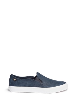 Main View - Click To Enlarge - TORY BURCH - 'Lennon' cobra effect leather skate slip-ons
