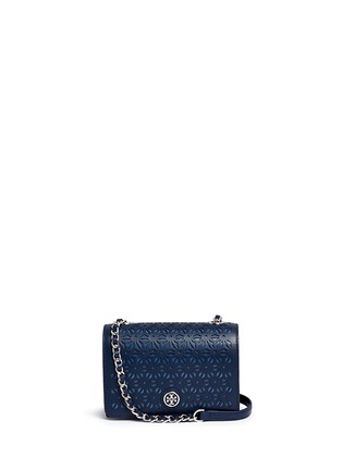 Main View - Click To Enlarge - TORY BURCH - 'Robinson' floral perforation saffiano leather chain bag