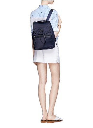 Figure View - Click To Enlarge - TORY BURCH - Leather trim nylon backpack