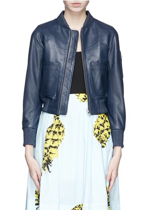 Main View - Click To Enlarge - WHISTLES - 'Claudia' twin pocket leather bomber jacket